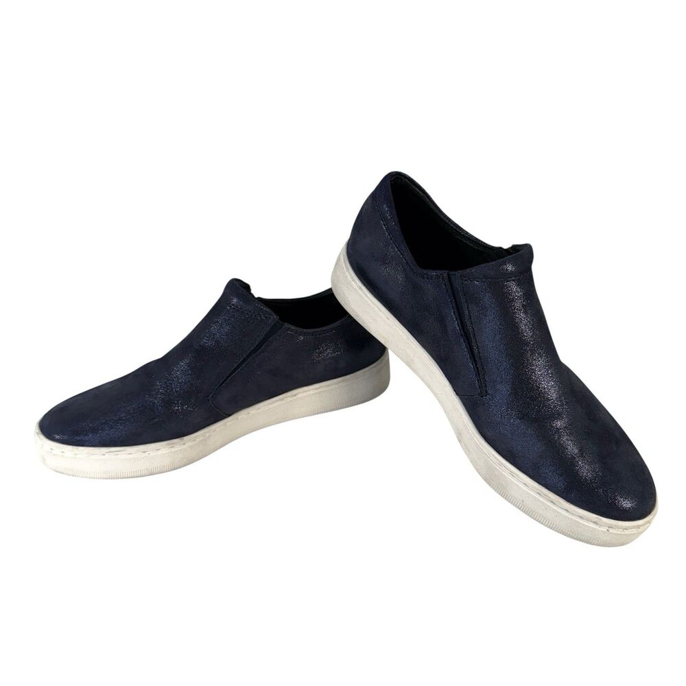 Josef Seibel Leather Zip Trainer Sneakers Metallic Blue Womans EU 40 US 9.5